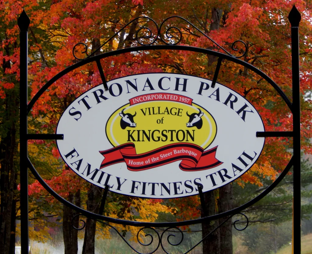 The Stronach Park and Family Fitness Trail sign